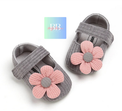 Baby/Toddler First Walkers Shoe with Strap & Cute Flower Design. 3 colours, 9-18 months