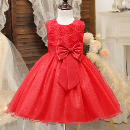 White Lace Flower Girls Wedding Dress Formal Ceremonies Dress Ball Gown Kids Clothing Little Girl Birthday Christening Vestido