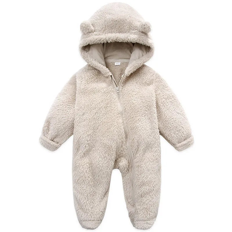 Newborn Baby Boy Girl Romper Autumn Winter Clothes Long Sleeve Hooded Zipper Closure Jumpsuit for Kids Infant Baby Clothing