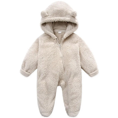 Newborn Baby Boy Girl Romper Autumn Winter Clothes Long Sleeve Hooded Zipper Closure Jumpsuit for Kids Infant Baby Clothing