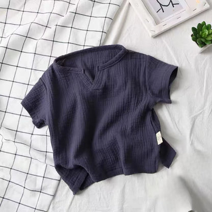 Children'S Clothing T-Shirt Kids Clothes Boys Girls Summer Solid Tops Short Sleeve Clothes 100% Cotton Muslin Baby Clothing
