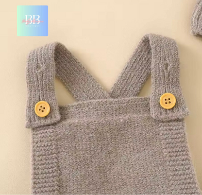Baby/Toddler Knitted Romper & Matching Hat. 3 Colour, 3-18M