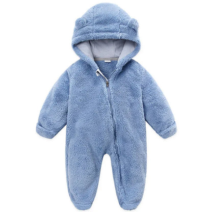 Newborn Baby Boy Girl Romper Autumn Winter Clothes Long Sleeve Hooded Zipper Closure Jumpsuit for Kids Infant Baby Clothing