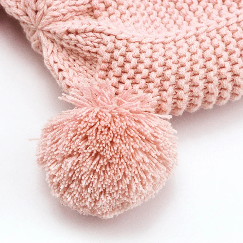Winter Thicken Warm Baby Hat Cute Pompom Newborn Baby Girl Boy Hats Bonnet Ear Warm Knitted Kids Cap Beanie Toddler Caps