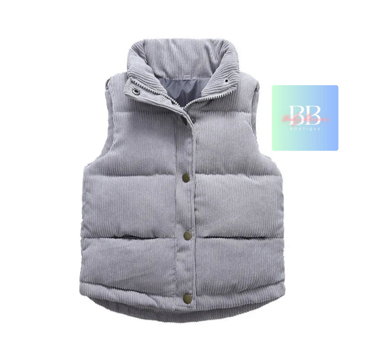 Kids Corduroy Vests/Bodywarmer with front Buttons. Girls/Boys, 3-10Y, 4 colours.