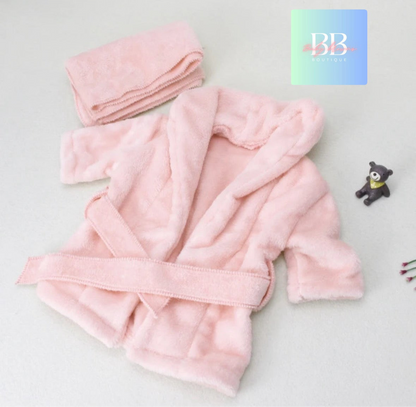 Baby/Toddler Soft Bathrobes with Belt & Towel. 0-6M, 2 colours.