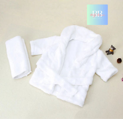 Baby/Toddler Soft Bathrobes with Belt & Towel. 0-6M, 2 colours.