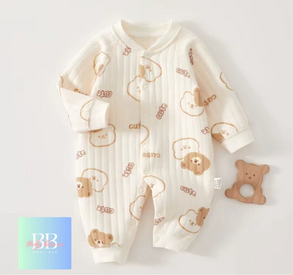Baby/Toddler Long Sleeved Romper with Cartoon Bear Logo. 6 variants, 3-9M