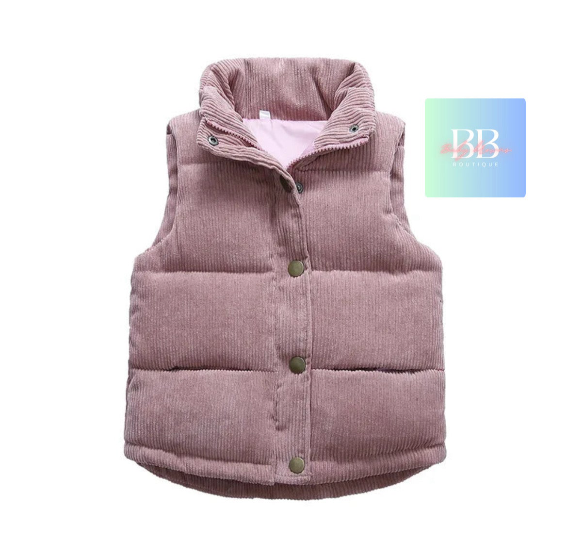 Kids Corduroy Vests/Bodywarmer with front Buttons. Girls/Boys, 3-10Y, 4 colours.