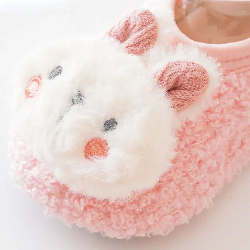 Warm Plush Baby Slippers Autumn Winter Toddler Floor Sock Shoes Boy Girl Children Soft Anti-Slip Walking Shoes Indoor Kids Shoes