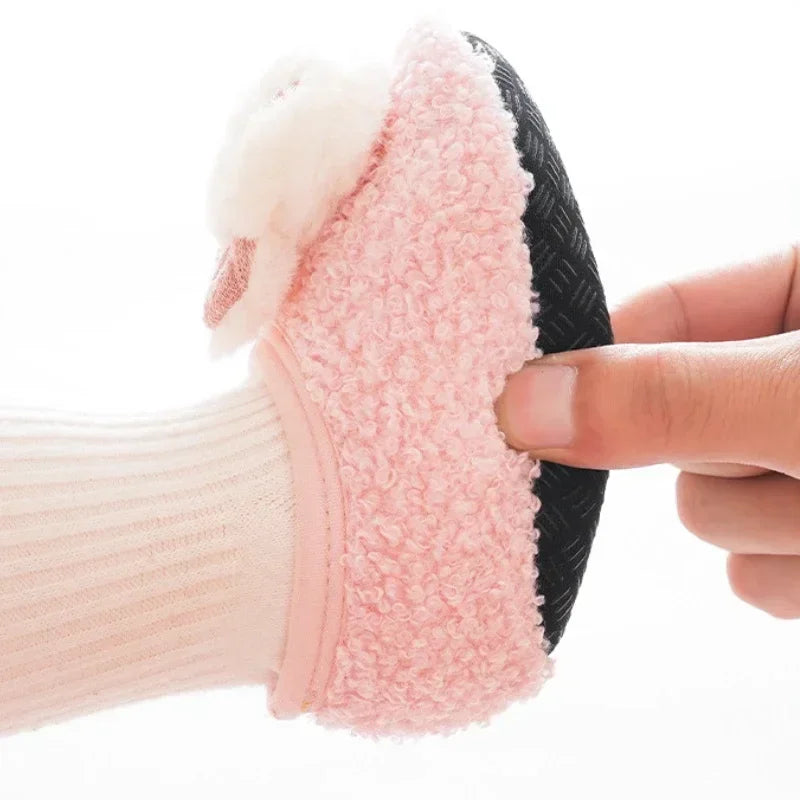 Warm Plush Baby Slippers Autumn Winter Toddler Floor Sock Shoes Boy Girl Children Soft Anti-Slip Walking Shoes Indoor Kids Shoes