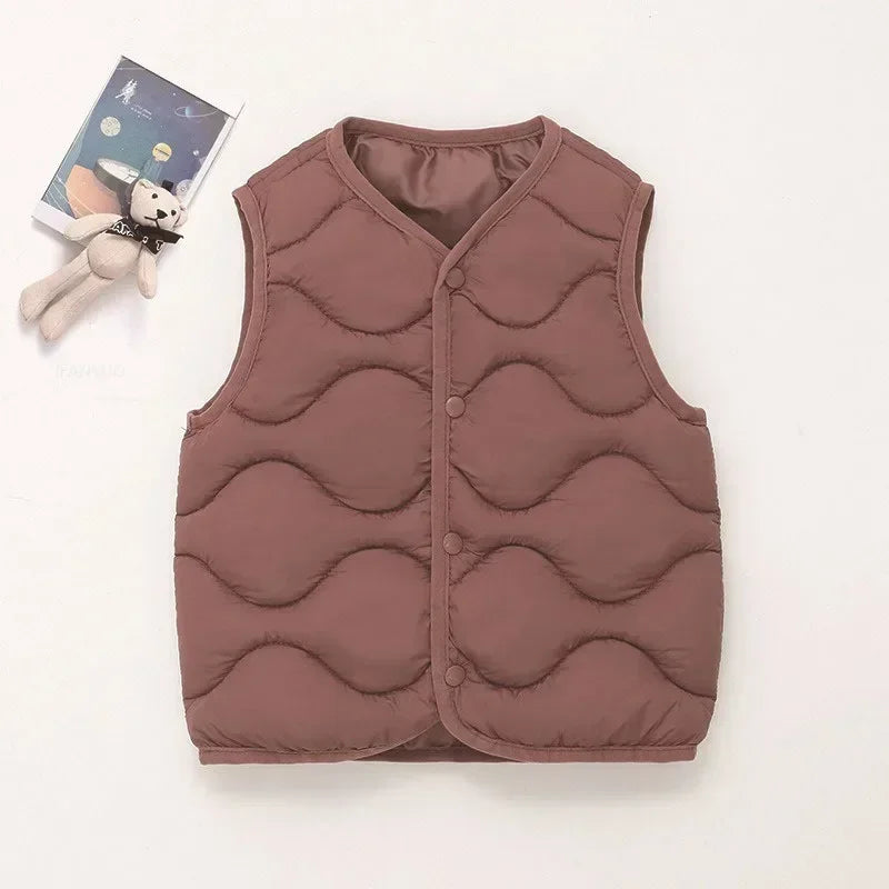 New Children Warm Cotton Vest Fashion Solid Boys Girls Baby Toddler Autumn Winter Waistcoats Casual Versatile Kids Clothing Tops