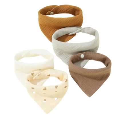 5Pcs Feeding Drool Bibs Cotton Accessories Newborn Solid Color Button Soft Towel Baby Bibs