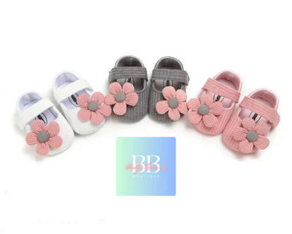 Baby/Toddler First Walkers Shoe with Strap & Cute Flower Design. 3 colours, 9-18 months