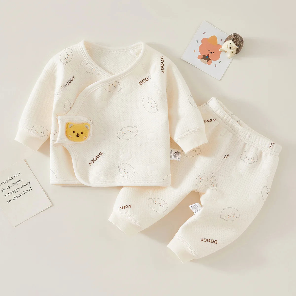 Autumn Winter Thermal Underwear Suit Baby Clothing Sets Boys Girls Pajama Sets Baby Warm Sleepwear Cartoon Bear Kids Clothes