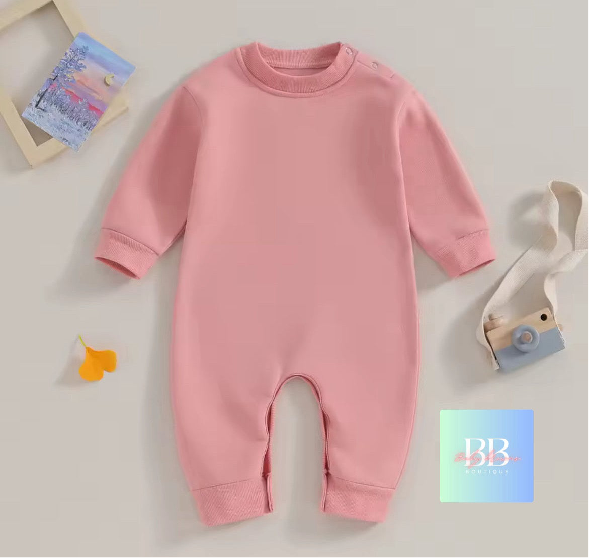 Baby/Toddler Boy/Girl Sweatshirt Romper Long Sleeve solid colour. 6 colours, 3-18M.