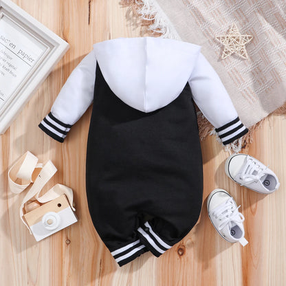 Baby Boys Girls Romper Hooded Baseball Long Sleeve Infant Onesie Beach Outfits Newborn Sweatshirt Clothes Jumpsuit 0-18M