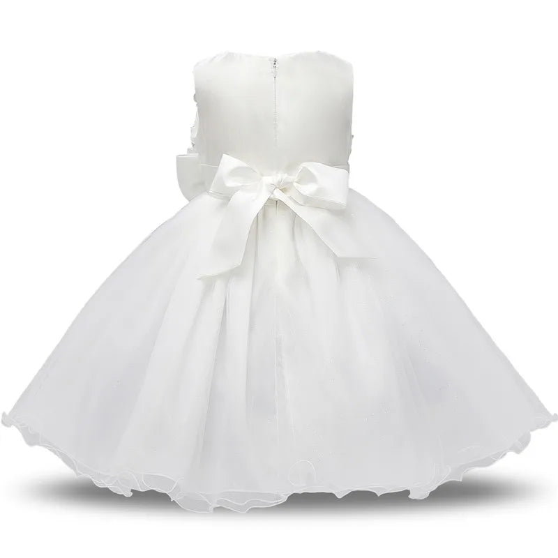 White Lace Flower Girls Wedding Dress Formal Ceremonies Dress Ball Gown Kids Clothing Little Girl Birthday Christening Vestido