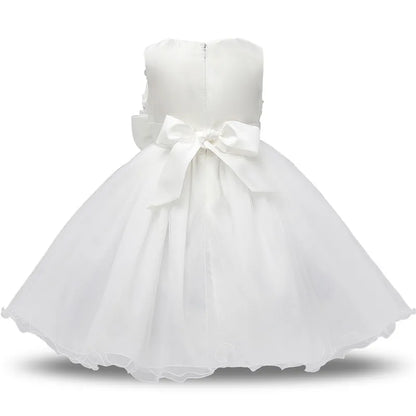White Lace Flower Girls Wedding Dress Formal Ceremonies Dress Ball Gown Kids Clothing Little Girl Birthday Christening Vestido