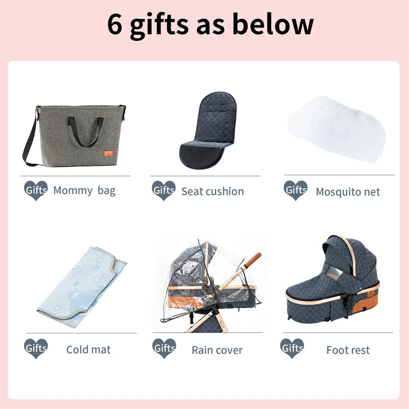 Toddler Stroller 3 in 1 Stroller Pram Strollers Baby Carseat Stroller Newborn Stroller Best Stroller High Landscape Mother Kids