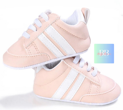 Baby/Toddler Leather Sport Sneakers with Laces. 7 colours, 0-18 months.