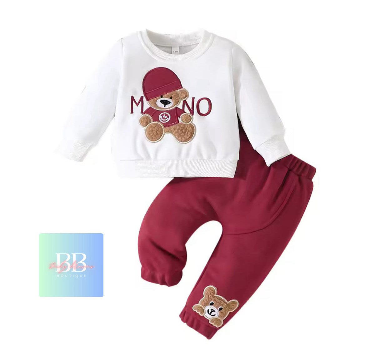 Baby/Toddler Casual Long Sleeve Sweatshirt & Pants with Bear Logo 6 colours, 3-24M