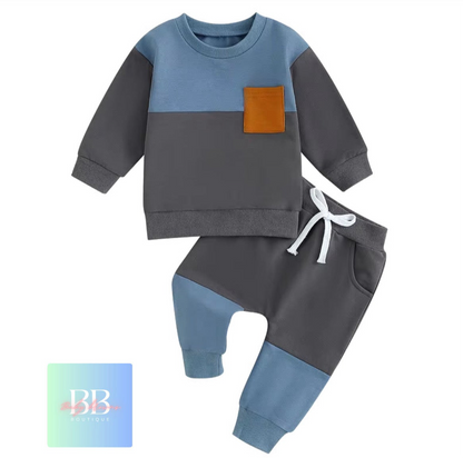 Baby/Toddler Sweatshirt & Pants set with Front Pocket. 0M-3Y, 4 colours.