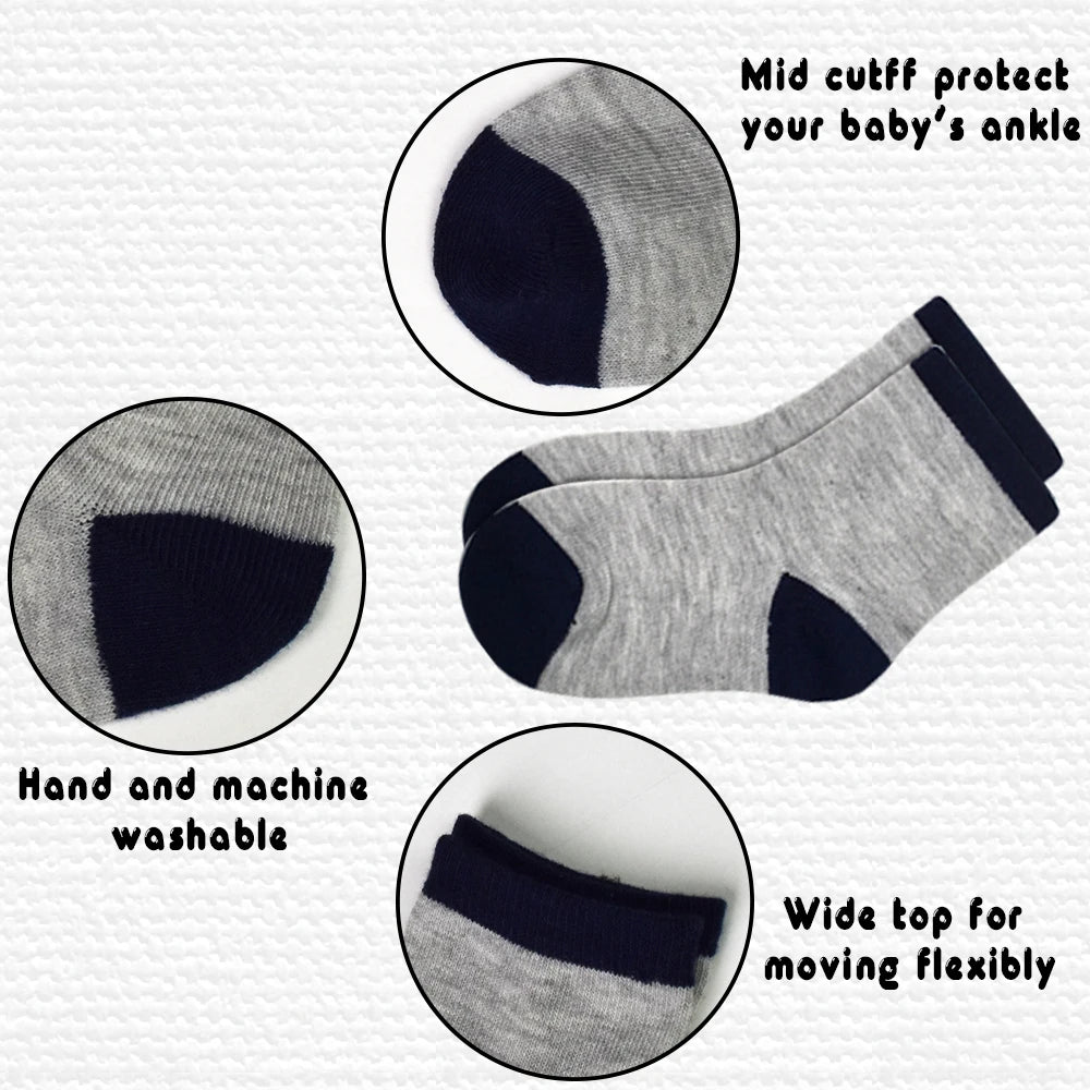24 Pairs （Boy Toddler Baby Crew Socks （1-14Years Old） Soft Breathable Socks for Toddlers Kids Boys Girls