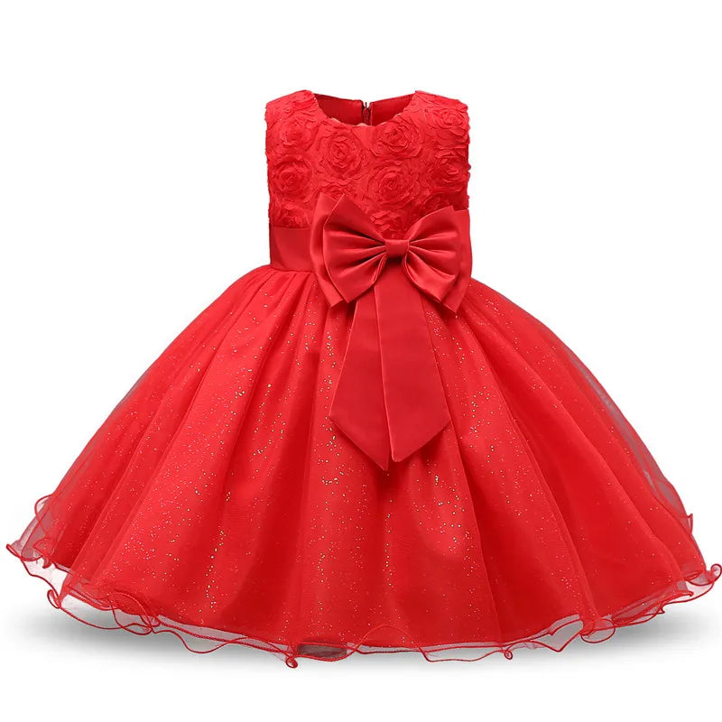 White Lace Flower Girls Wedding Dress Formal Ceremonies Dress Ball Gown Kids Clothing Little Girl Birthday Christening Vestido