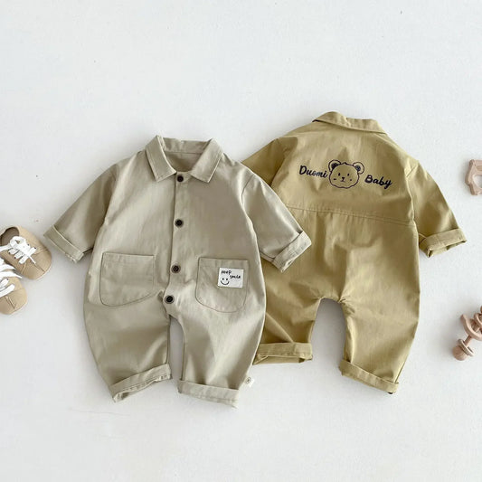 4226 Small Wholesale Baby Jumpsuit 2024 Autumn Korea Baby Boy'S One Piece Clothes Simple Patch Climbing Clothes