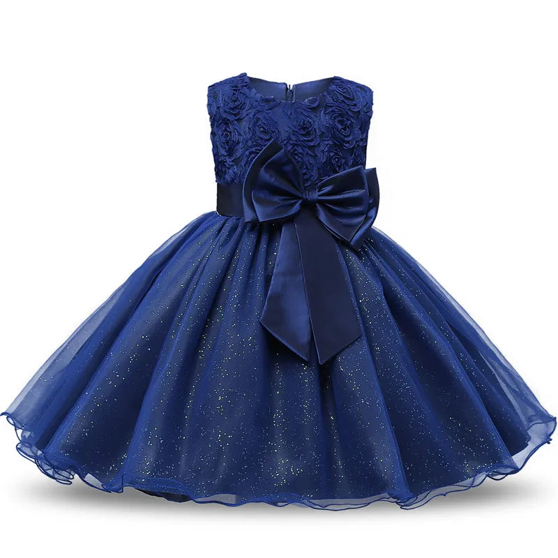 White Lace Flower Girls Wedding Dress Formal Ceremonies Dress Ball Gown Kids Clothing Little Girl Birthday Christening Vestido