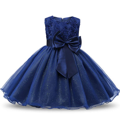 White Lace Flower Girls Wedding Dress Formal Ceremonies Dress Ball Gown Kids Clothing Little Girl Birthday Christening Vestido