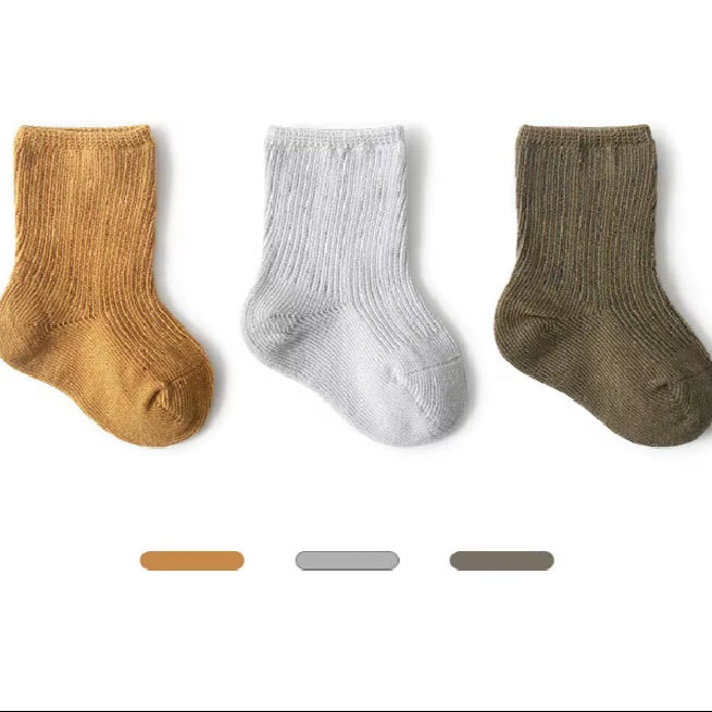 3 Pairs Baby Girl Boy Socks Toddler Cotton Baby Winter Clothes Accessories Pure Color Combed Cotton Baby Socks for Autumn