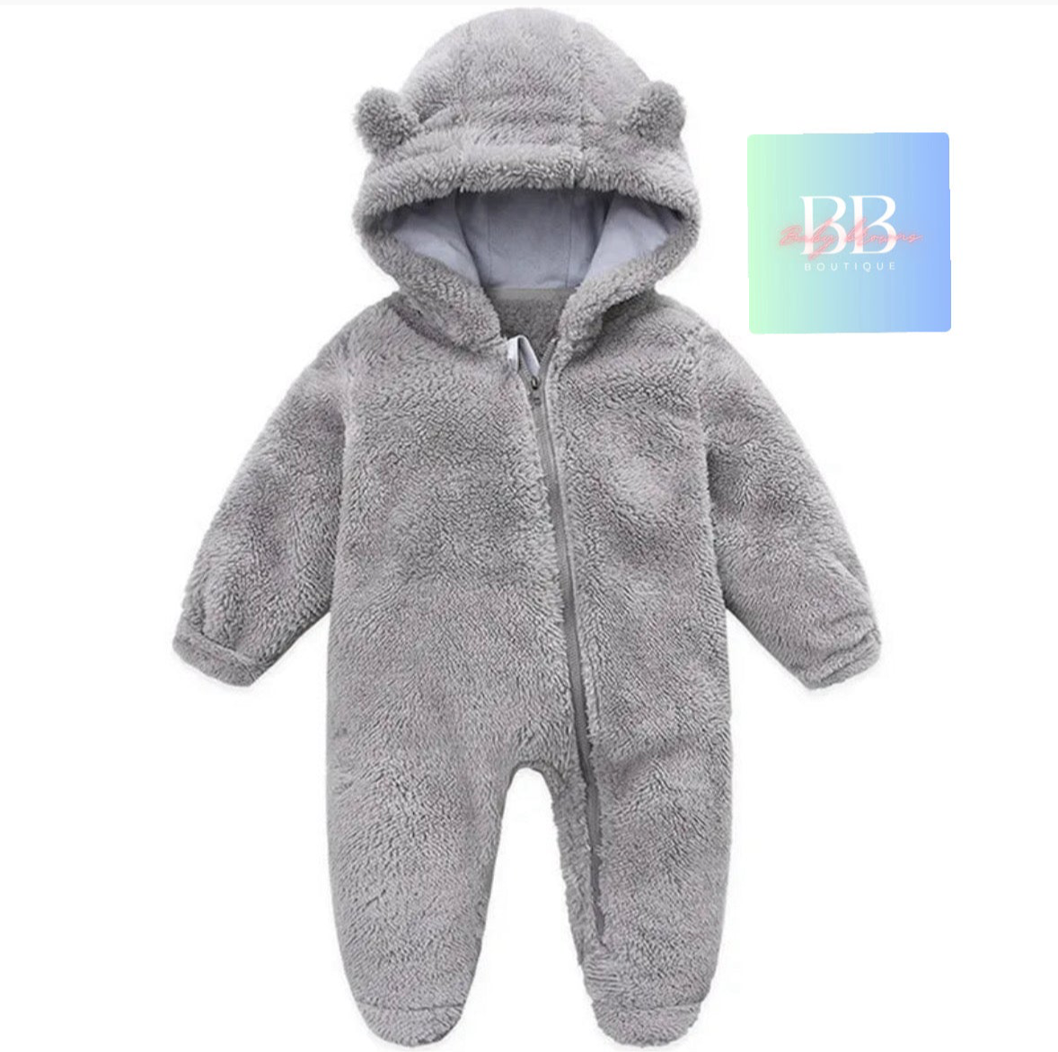 Baby/Toddler Long Sleeved Hooded Outdoor Romper with front Zip. 7 colours, 0-12 months