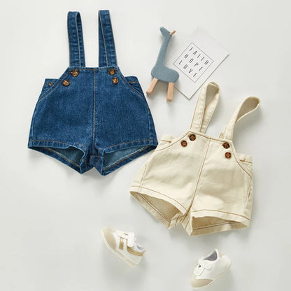 Autumn Toddler Baby Boys Cowboy Romper Baby Boys Girls Solid Color Denim Romper Sleeveless Baby Denim Jumpsuit Pocket Bodysuit
