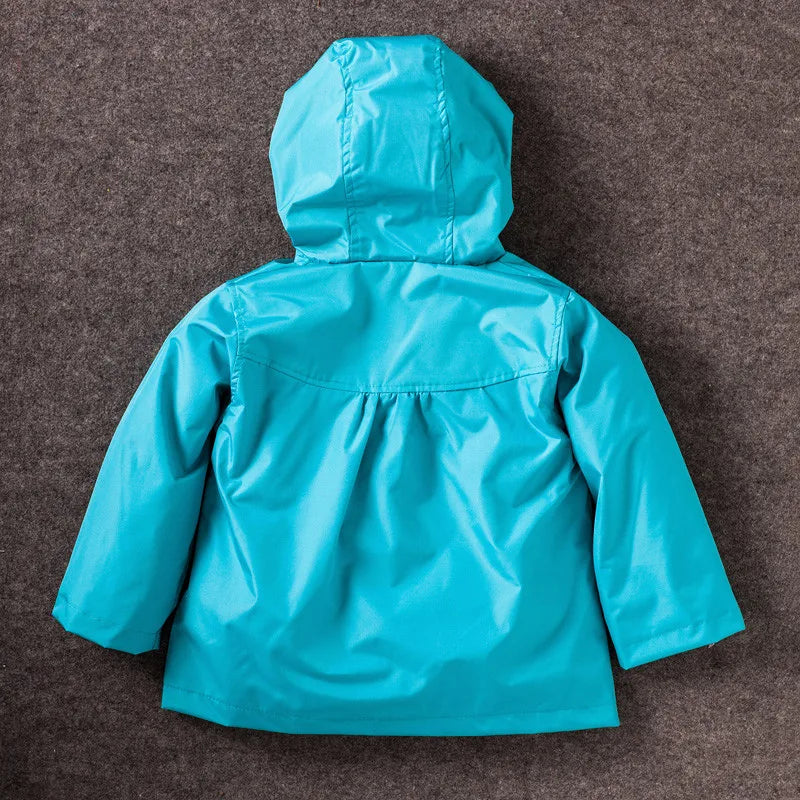 Girls Fashion Waterproof Children Clothes Autumn Casual Baby Boys Windcoat Long Sleeve Jacket Flower Print Kids Hoodie Outwear