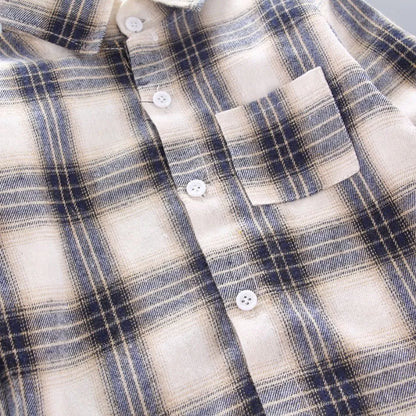 2024 Korean Fashion Children Tops Boys Buffalo Plaid Flannel Shirt Baby Casual Shirt Outerwear Clothes Autumn Girls Blouses 0-5T