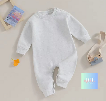 Baby/Toddler Boy/Girl Sweatshirt Romper Long Sleeve solid colour. 6 colours, 3-18M.