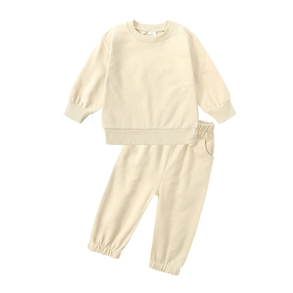 2025 Kids Thin Tracksuit Clothes Solid Spring Autumn Sweatshirt Long Sleeve+Pants Boy Girl Suit Toddler Children Sports Outfits