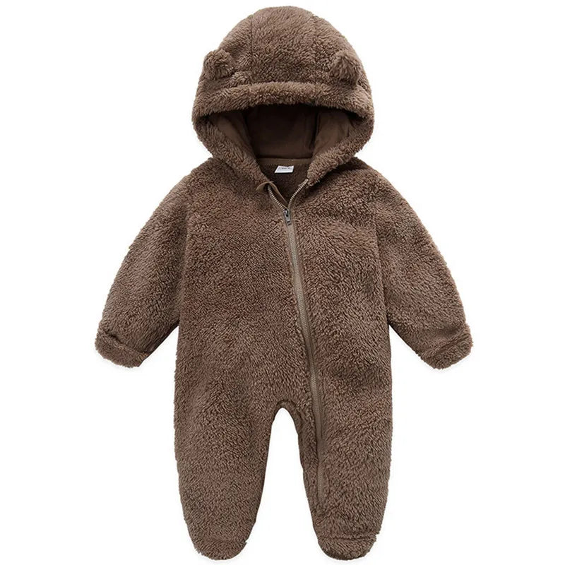 Newborn Baby Boy Girl Romper Autumn Winter Clothes Long Sleeve Hooded Zipper Closure Jumpsuit for Kids Infant Baby Clothing