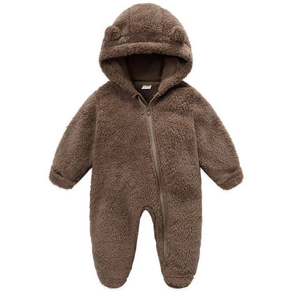 Newborn Baby Boy Girl Romper Autumn Winter Clothes Long Sleeve Hooded Zipper Closure Jumpsuit for Kids Infant Baby Clothing