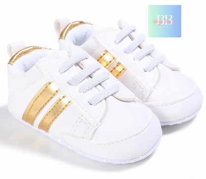 Baby/Toddler Leather Sport Sneakers with Laces. 7 colours, 0-18 months.