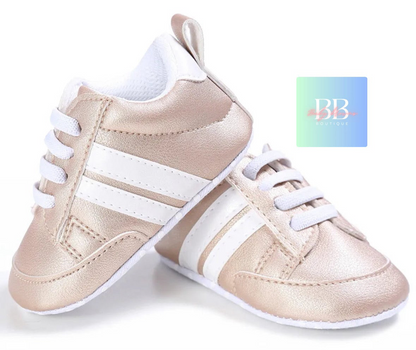 Baby/Toddler Leather Sport Sneakers with Laces. 7 colours, 0-18 months.