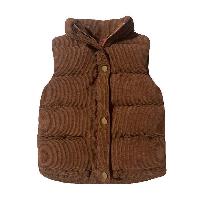 Autumn Corduroy Vests Girls Cotton Jackets Winter Kids Boys Baby Thick Warm Outerwear Children'S Coat Casual Waistcoat Clothing