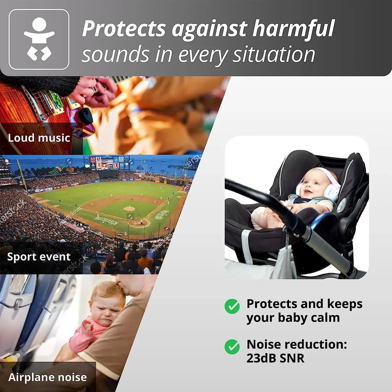 Baby Ear Protection for Babies and Toddlers Noise Reduction Earmuffs Baby Headphones against Hearing Damage Improves Sleep