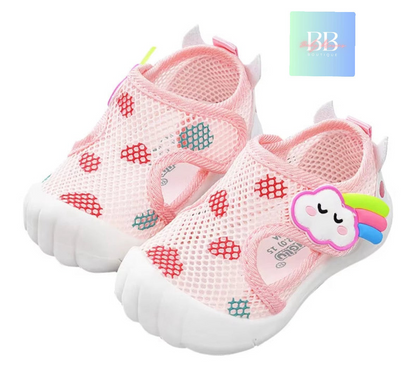 Baby/Toddler Mesh Shoes with Rubber Sole & Cute Designs. 1-3 years, 9 variants.
