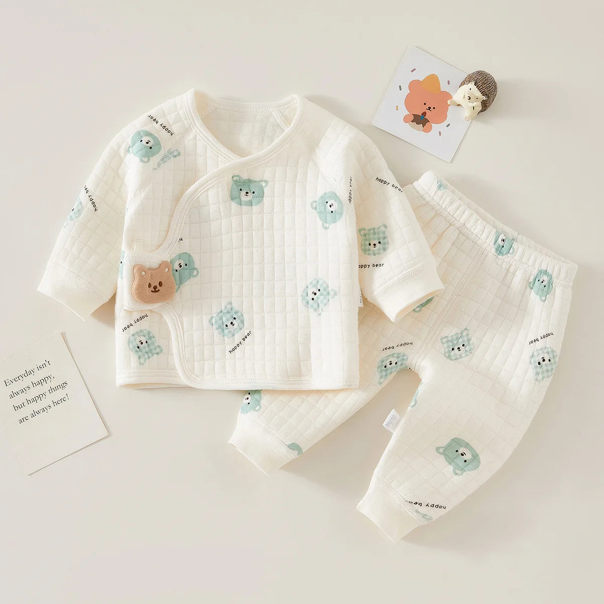 Autumn Winter Thermal Underwear Suit Baby Clothing Sets Boys Girls Pajama Sets Baby Warm Sleepwear Cartoon Bear Kids Clothes