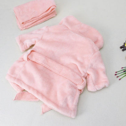 New Baby Bathrobes Bath Towel Solid Color Warm Baby Hooded Robe with Belt Newborn Photography Props Baby Photo Shoot Accessories
