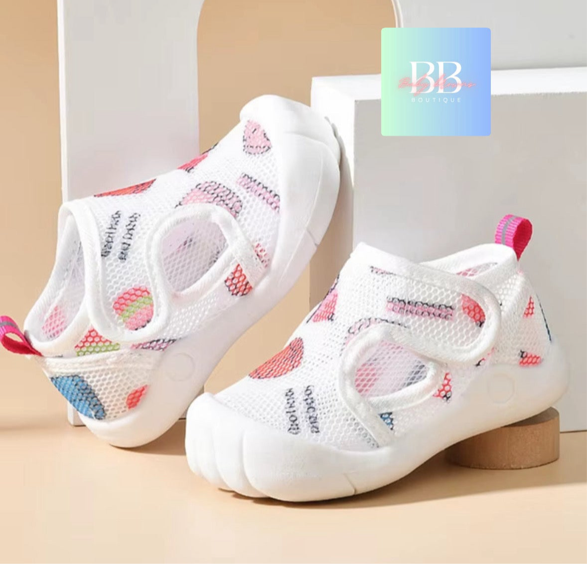 Baby/Toddler Mesh Shoes with Rubber Sole & Cute Designs. 1-3 years, 9 variants.