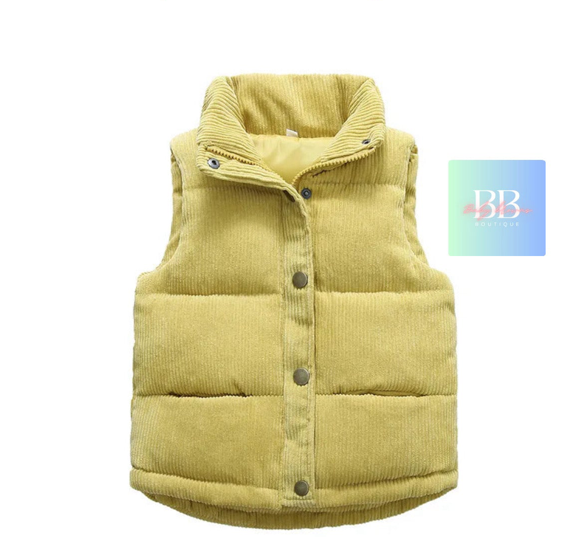 Kids Corduroy Vests/Bodywarmer with front Buttons. Girls/Boys, 3-10Y, 4 colours.